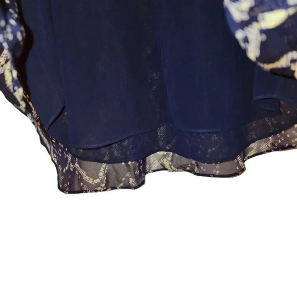 Diane Von Furstenberg Blouse Top Womens Size 0 Navy Blue Leysa Silk Long Sleeve - Picture 10 of 12